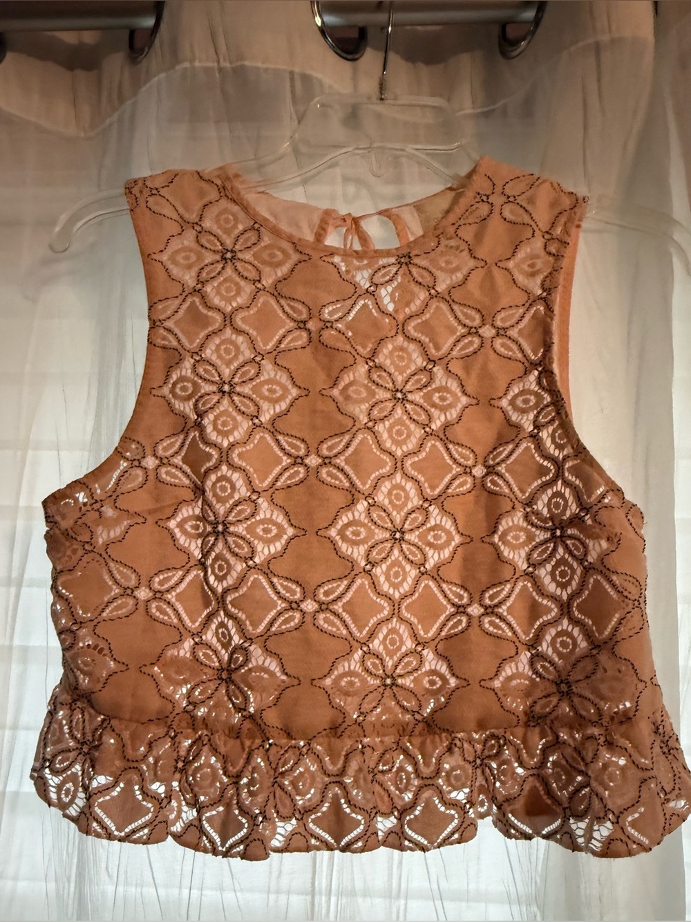 Urban Outfitters Light Pink Lace Cotton Top